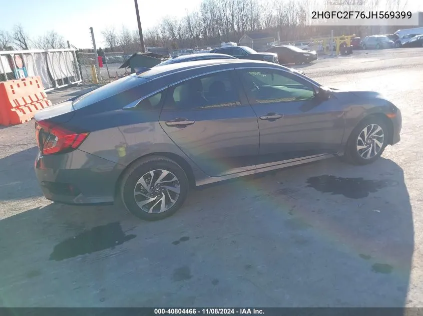 2018 Honda Civic Ex VIN: 2HGFC2F76JH569399 Lot: 40804466