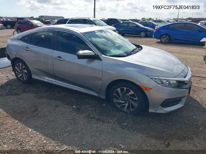 2018 Honda Civic Ex VIN: 19XFC2F75JE041833 Lot: 40810749