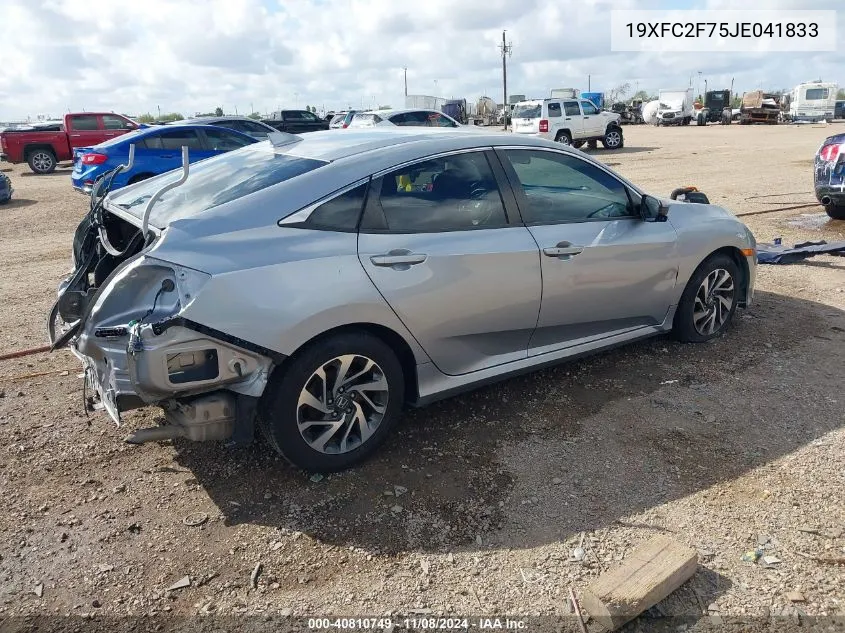 2018 Honda Civic Ex VIN: 19XFC2F75JE041833 Lot: 40810749