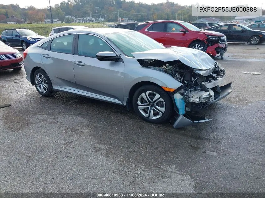 2018 Honda Civic Lx VIN: 19XFC2F55JE000388 Lot: 40810958