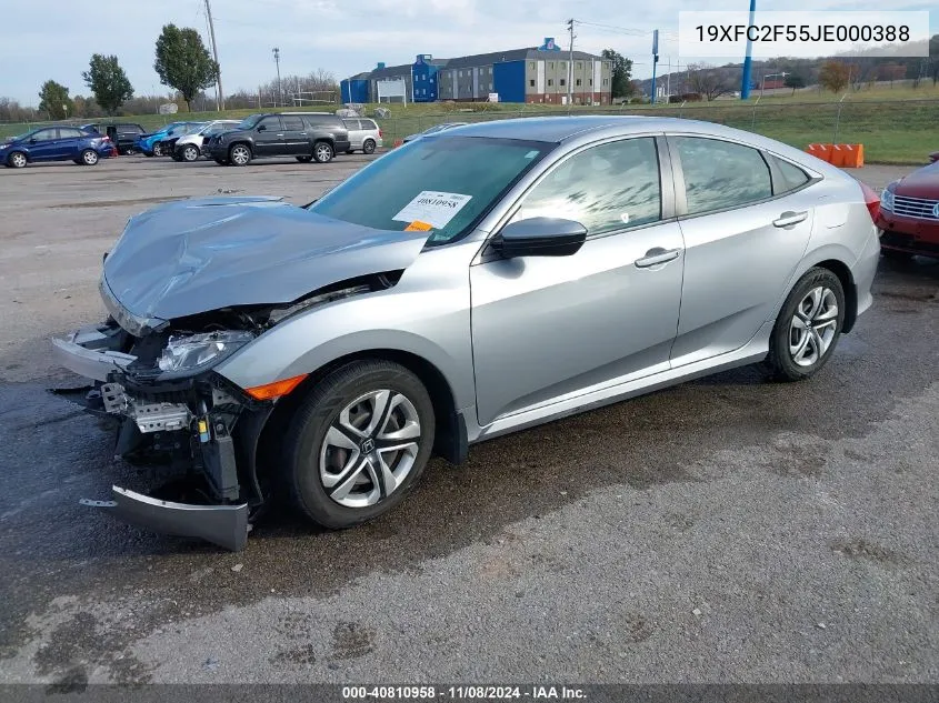 2018 Honda Civic Lx VIN: 19XFC2F55JE000388 Lot: 40810958