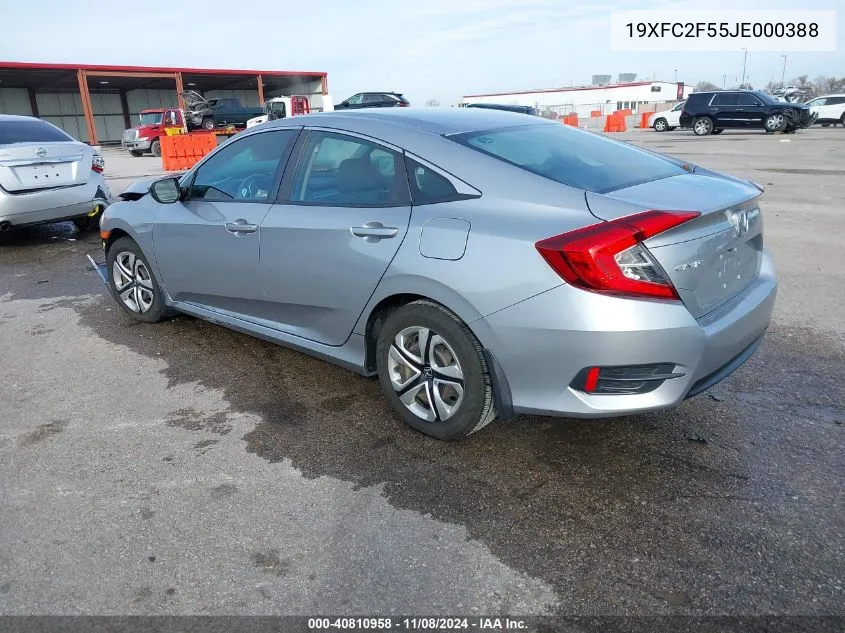 2018 Honda Civic Lx VIN: 19XFC2F55JE000388 Lot: 40810958