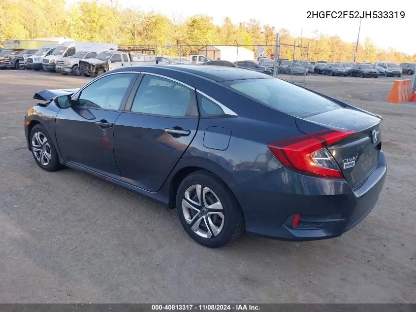 2018 Honda Civic Lx VIN: 2HGFC2F52JH533319 Lot: 40813317