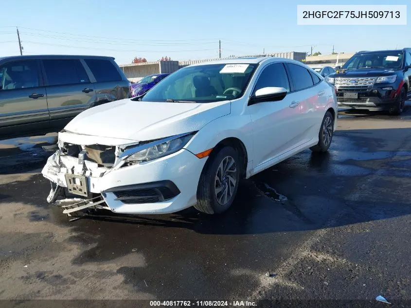 2018 Honda Civic Ex VIN: 2HGFC2F75JH509713 Lot: 40817762