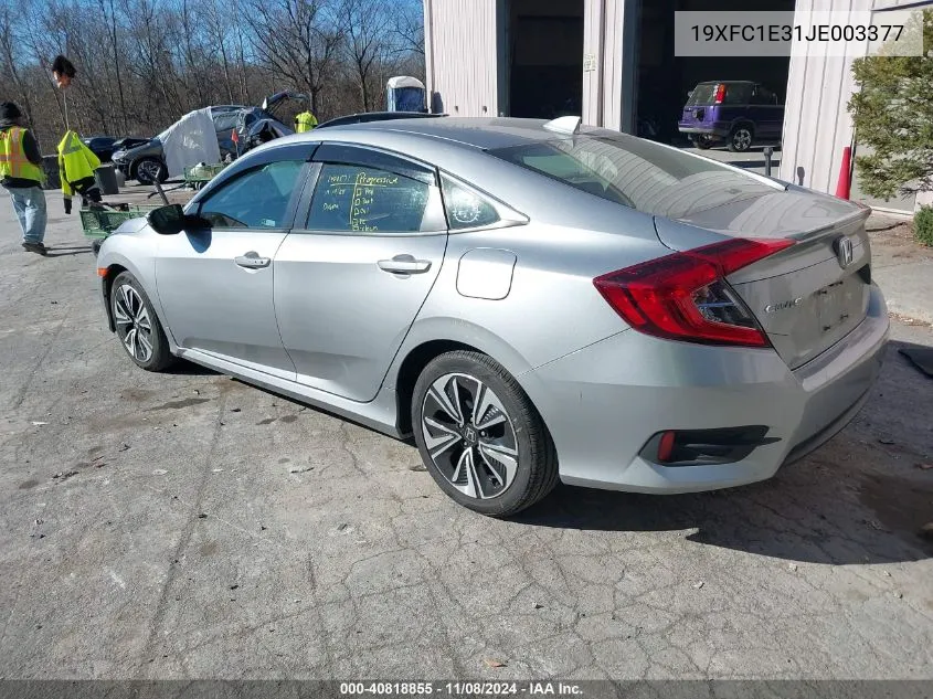 2018 Honda Civic Ex-T VIN: 19XFC1E31JE003377 Lot: 40818855