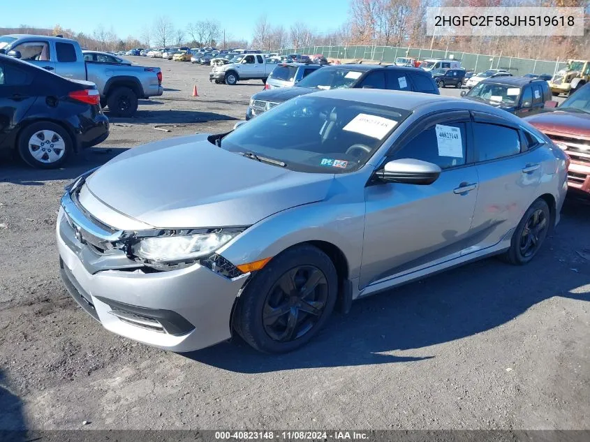 2018 Honda Civic Lx VIN: 2HGFC2F58JH519618 Lot: 40823148