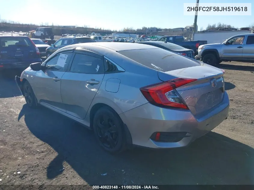 2018 Honda Civic Lx VIN: 2HGFC2F58JH519618 Lot: 40823148