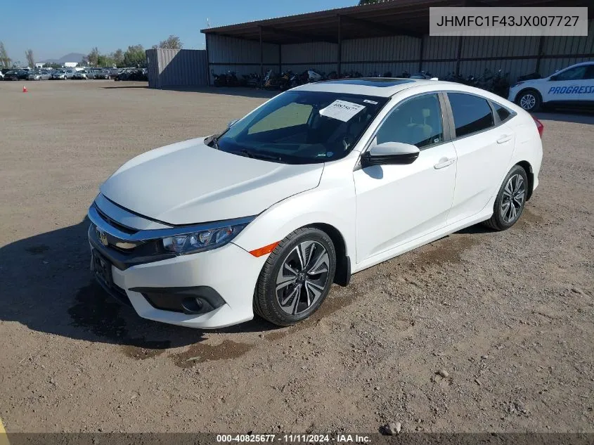 2018 Honda Civic Ex-T VIN: JHMFC1F43JX007727 Lot: 40825677