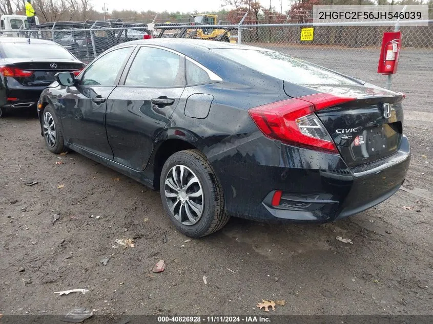 2018 Honda Civic Lx VIN: 2HGFC2F56JH546039 Lot: 40826928