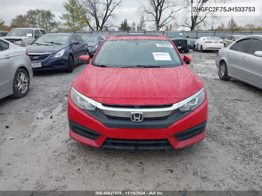 2018 Honda Civic Ex VIN: 2HGFC2F75JH533753 Lot: 40827075