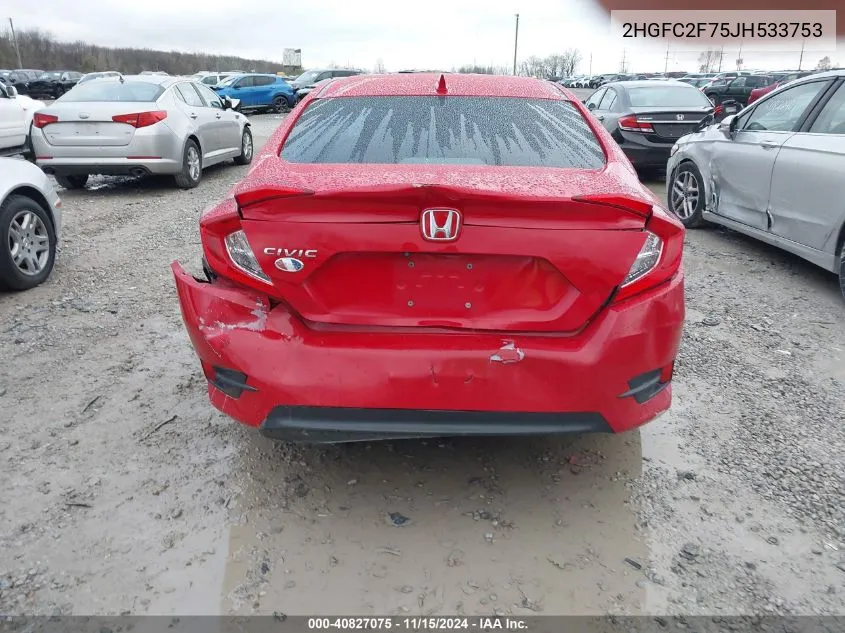 2018 Honda Civic Ex VIN: 2HGFC2F75JH533753 Lot: 40827075