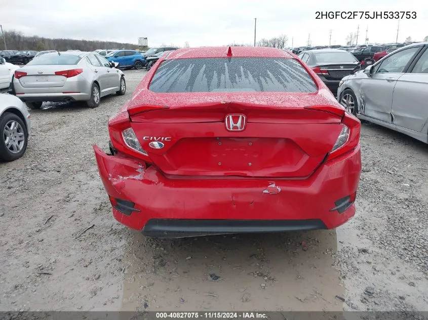 2018 Honda Civic Ex VIN: 2HGFC2F75JH533753 Lot: 40827075