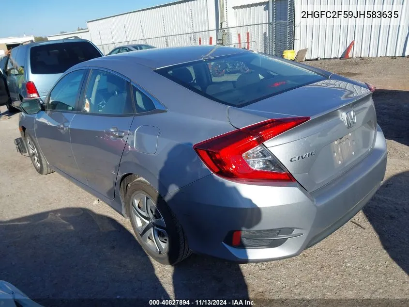 2018 Honda Civic Lx VIN: 2HGFC2F59JH583635 Lot: 40827894