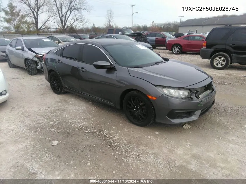 2018 Honda Civic Lx VIN: 19XFC2F50JE028745 Lot: 40831544