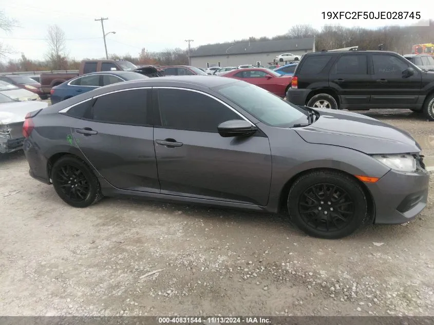 2018 Honda Civic Lx VIN: 19XFC2F50JE028745 Lot: 40831544