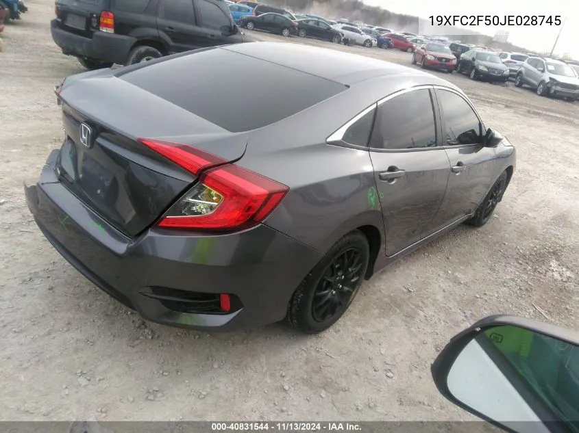 2018 Honda Civic Lx VIN: 19XFC2F50JE028745 Lot: 40831544