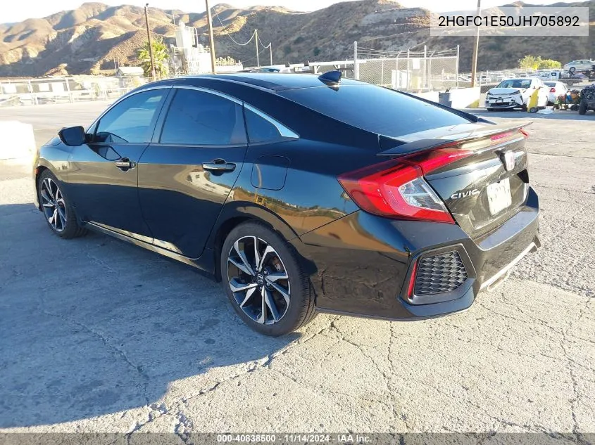 2018 Honda Civic Si VIN: 2HGFC1E50JH705892 Lot: 40838500