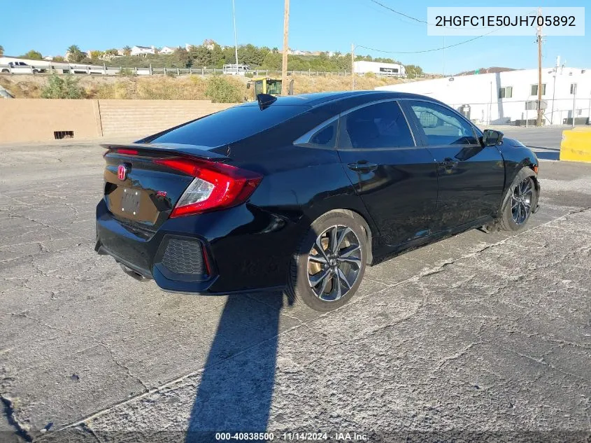 2018 Honda Civic Si VIN: 2HGFC1E50JH705892 Lot: 40838500