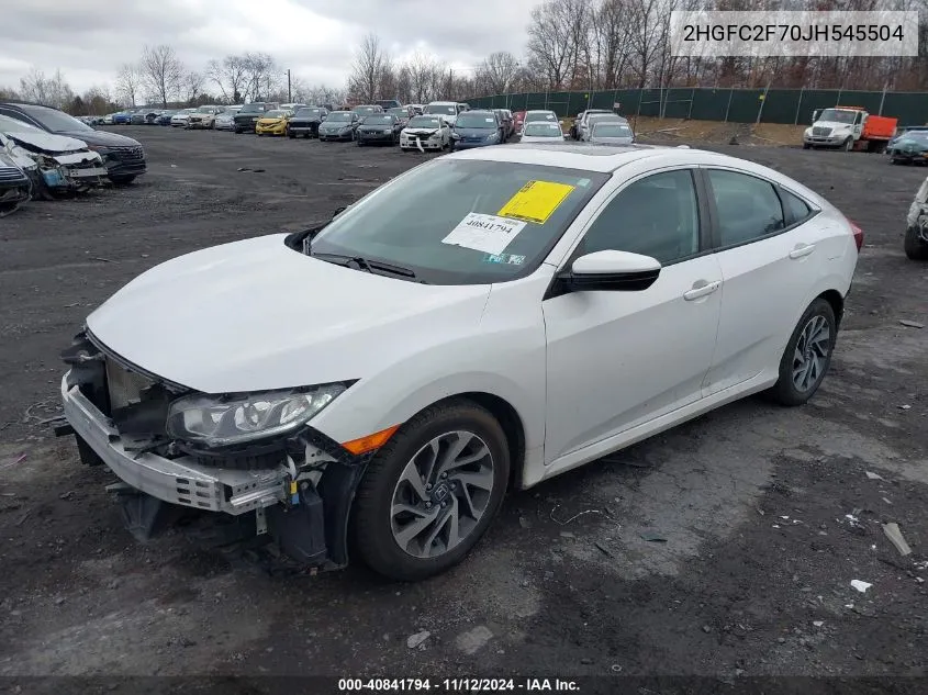 2018 Honda Civic Ex VIN: 2HGFC2F70JH545504 Lot: 40841794