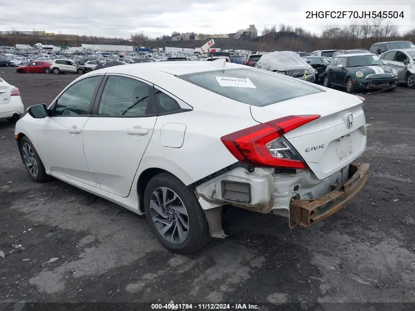 2018 Honda Civic Ex VIN: 2HGFC2F70JH545504 Lot: 40841794