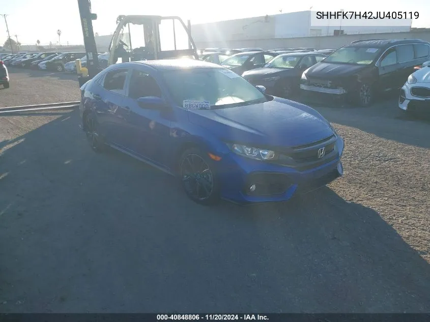 2018 Honda Civic Sport VIN: SHHFK7H42JU405119 Lot: 40848806