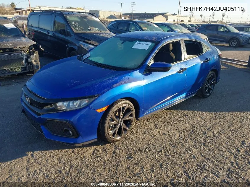 2018 Honda Civic Sport VIN: SHHFK7H42JU405119 Lot: 40848806