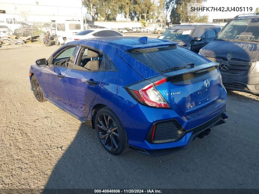 2018 Honda Civic Sport VIN: SHHFK7H42JU405119 Lot: 40848806