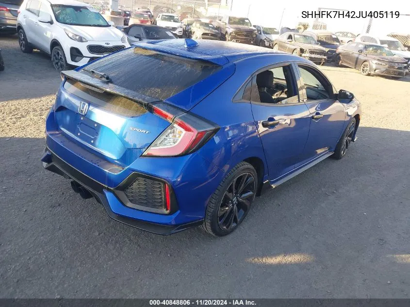 2018 Honda Civic Sport VIN: SHHFK7H42JU405119 Lot: 40848806