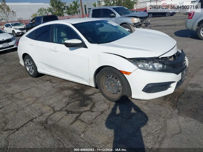 2018 Honda Civic Lx VIN: 2HGFC2F56JH502719 Lot: 40850043