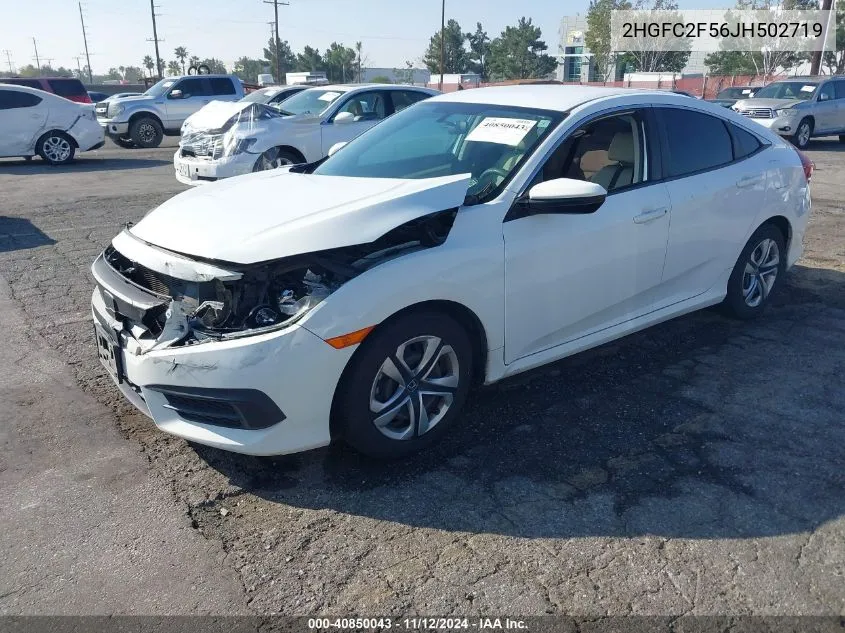 2018 Honda Civic Lx VIN: 2HGFC2F56JH502719 Lot: 40850043