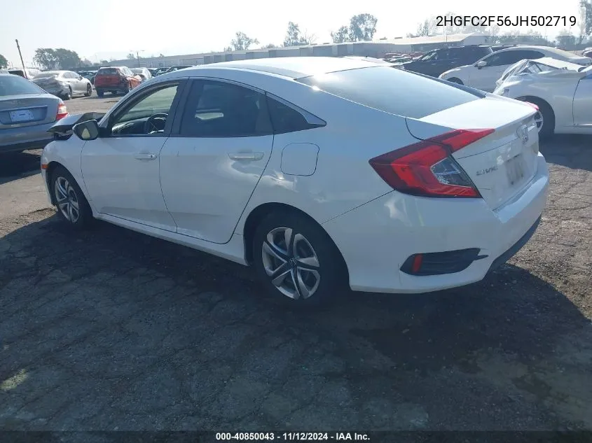 2018 Honda Civic Lx VIN: 2HGFC2F56JH502719 Lot: 40850043