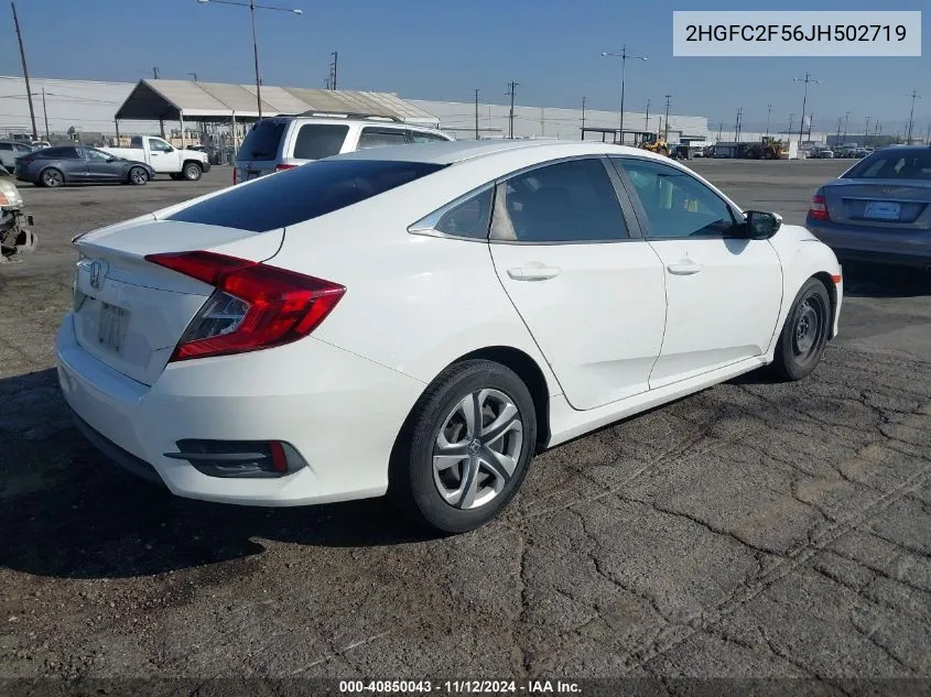 2018 Honda Civic Lx VIN: 2HGFC2F56JH502719 Lot: 40850043