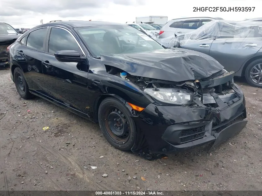 2018 Honda Civic Lx VIN: 2HGFC2F50JH593597 Lot: 40851303