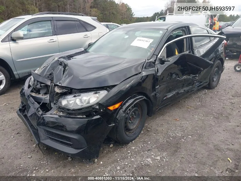 2018 Honda Civic Lx VIN: 2HGFC2F50JH593597 Lot: 40851303