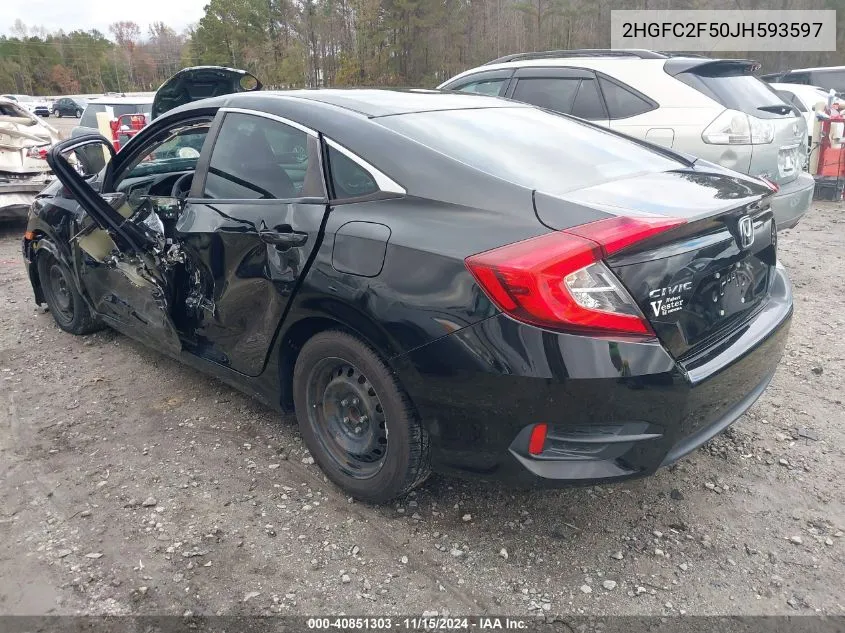 2018 Honda Civic Lx VIN: 2HGFC2F50JH593597 Lot: 40851303