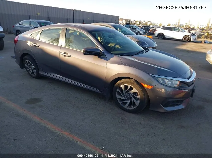 2018 Honda Civic Ex VIN: 2HGFC2F76JH531767 Lot: 40856102