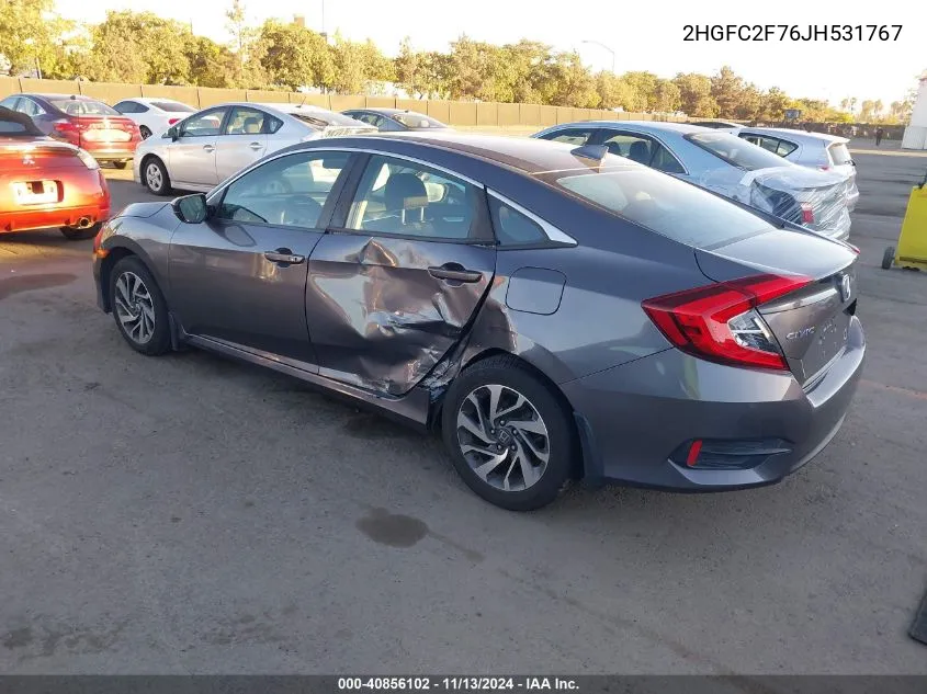 2018 Honda Civic Ex VIN: 2HGFC2F76JH531767 Lot: 40856102