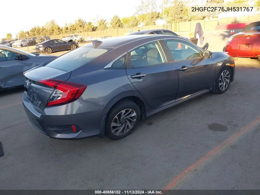 2018 Honda Civic Ex VIN: 2HGFC2F76JH531767 Lot: 40856102