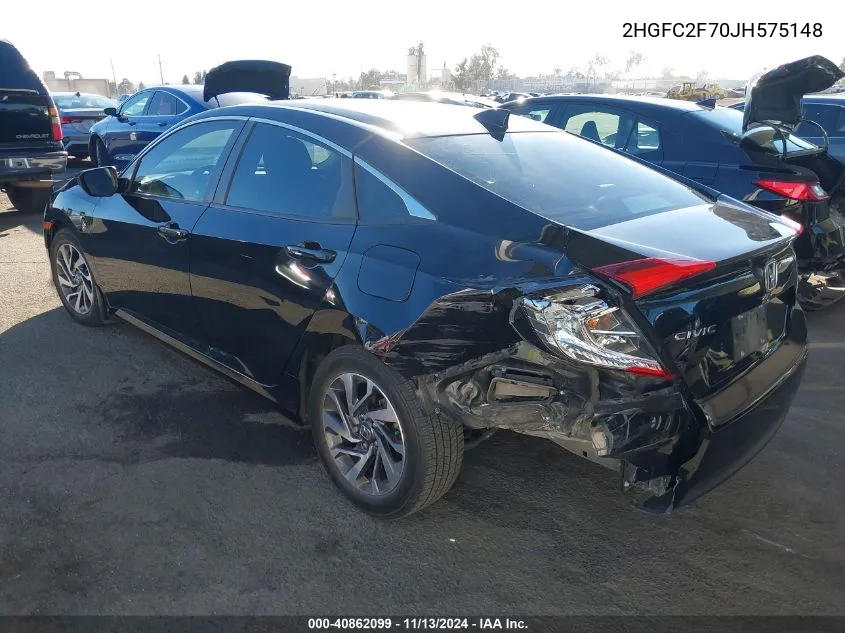 2018 Honda Civic Ex VIN: 2HGFC2F70JH575148 Lot: 40862099