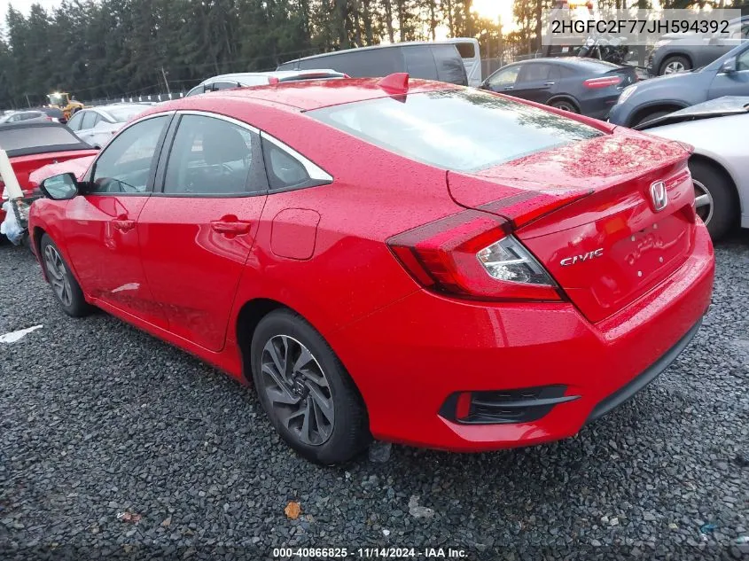 2018 Honda Civic Ex VIN: 2HGFC2F77JH594392 Lot: 40866825