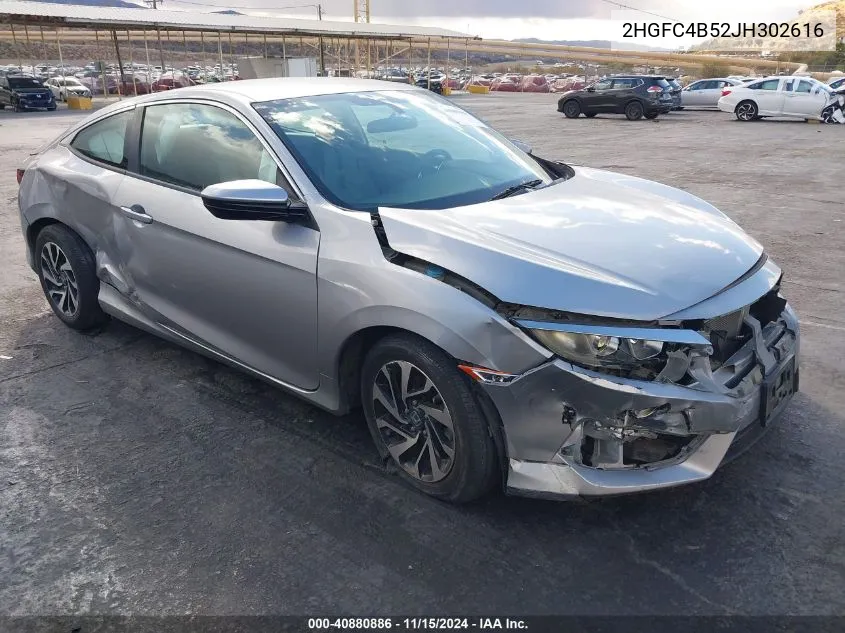 2018 Honda Civic Lx VIN: 2HGFC4B52JH302616 Lot: 40880886