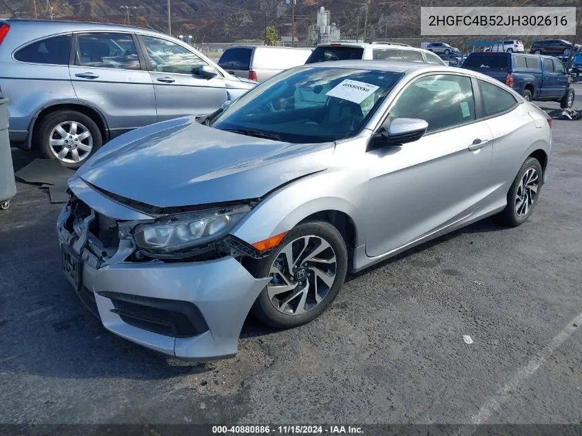 2018 Honda Civic Lx VIN: 2HGFC4B52JH302616 Lot: 40880886