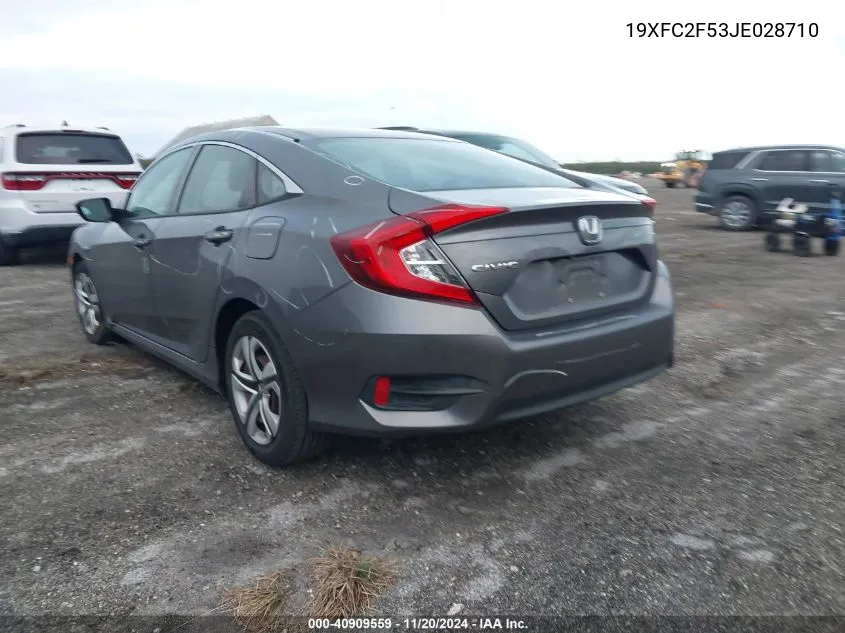 2018 Honda Civic Lx VIN: 19XFC2F53JE028710 Lot: 40909559