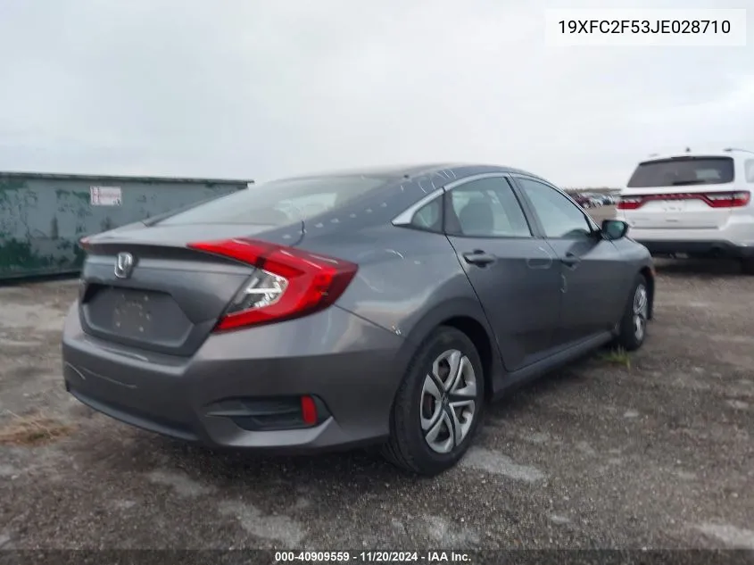 2018 Honda Civic Lx VIN: 19XFC2F53JE028710 Lot: 40909559