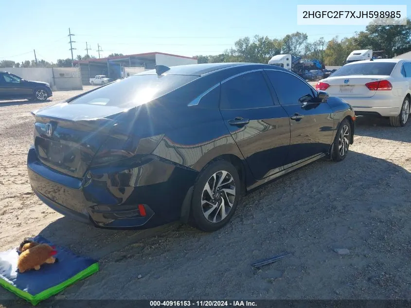 2018 Honda Civic Ex VIN: 2HGFC2F7XJH598985 Lot: 40916153