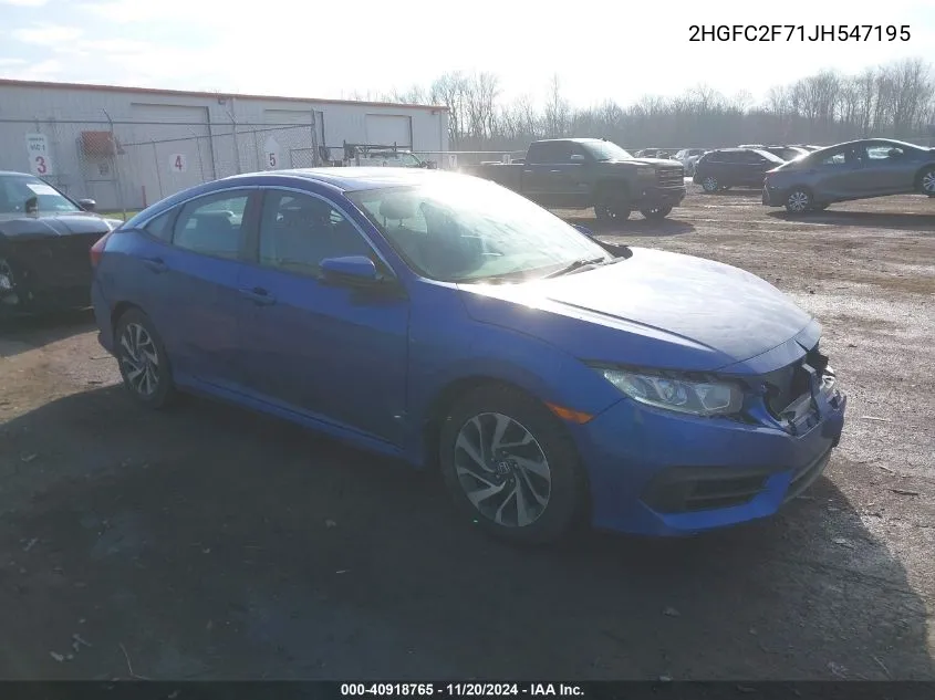 2018 Honda Civic Ex VIN: 2HGFC2F71JH547195 Lot: 40918765