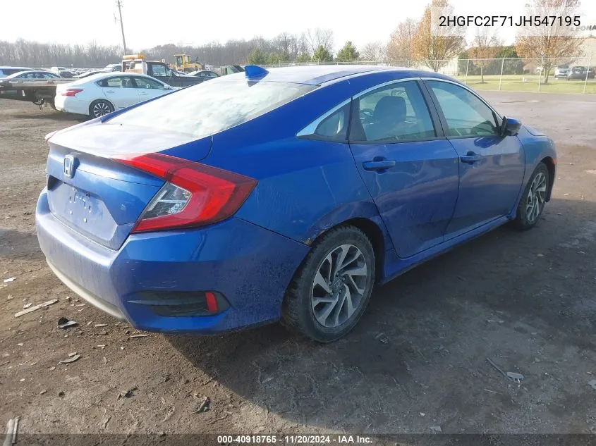 2018 Honda Civic Ex VIN: 2HGFC2F71JH547195 Lot: 40918765