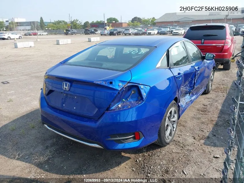 2HGFC2F56KH025906 2019 Honda Civic Sedan