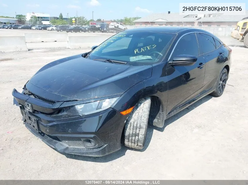 2019 Honda Civic Sport VIN: 2HGFC2F80KH015706 Lot: 12070407