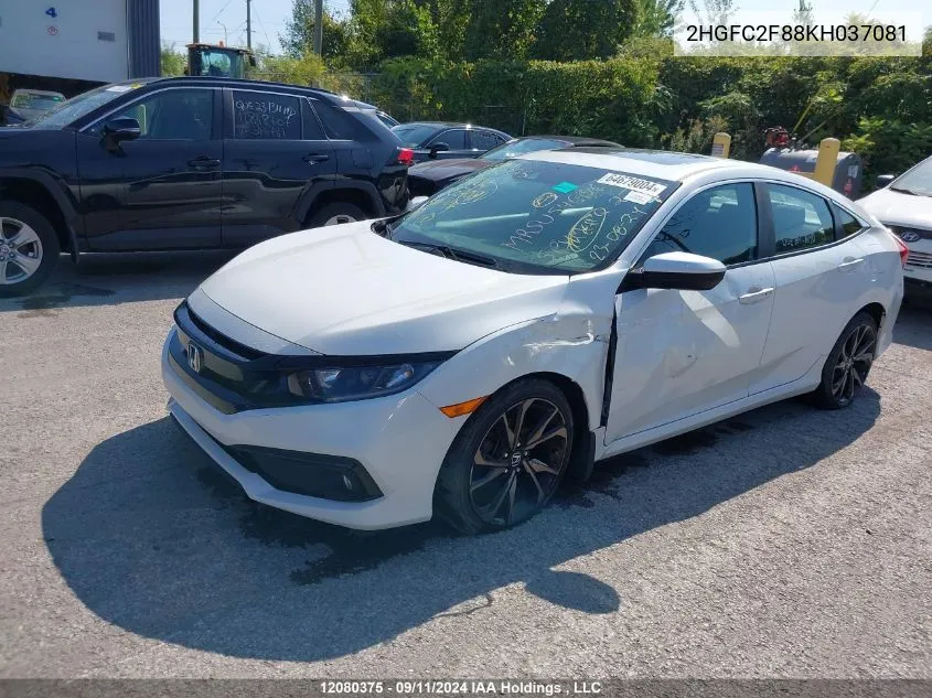 2HGFC2F88KH037081 2019 Honda Civic